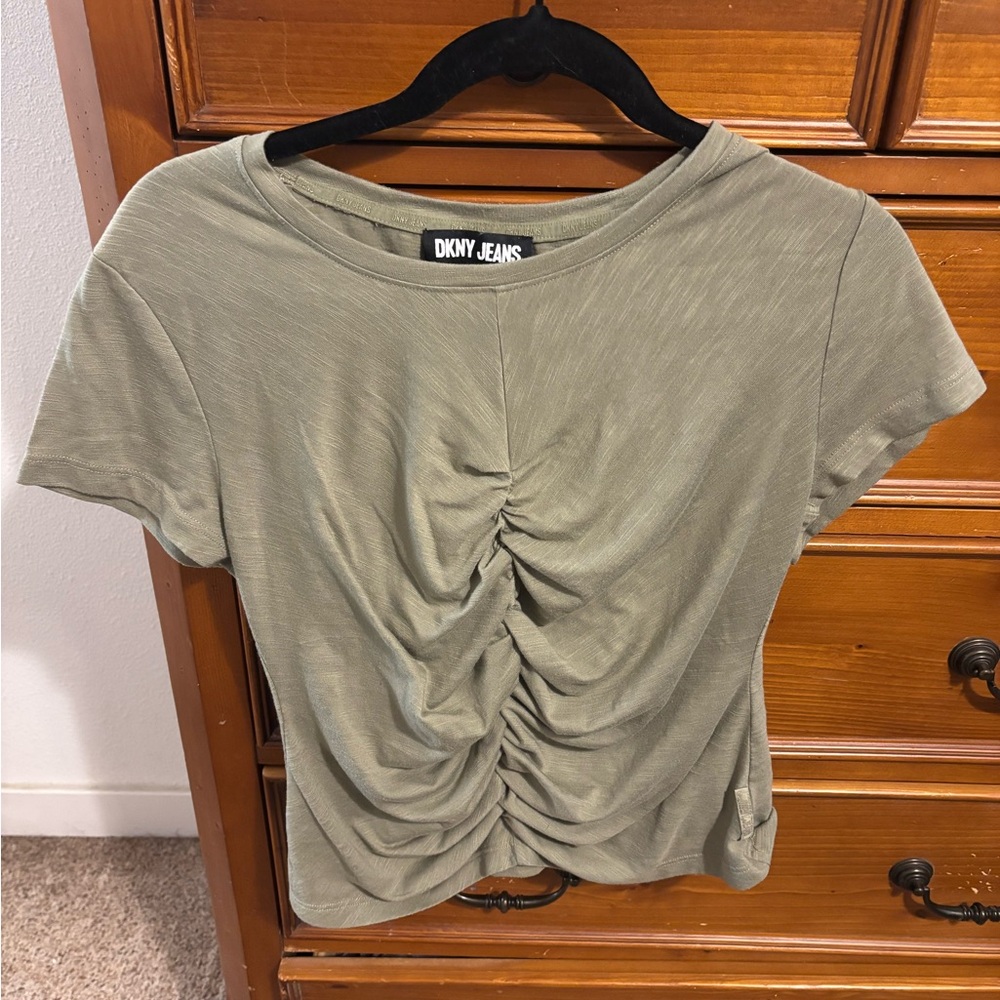 DKNY Olive Green Ruched Top